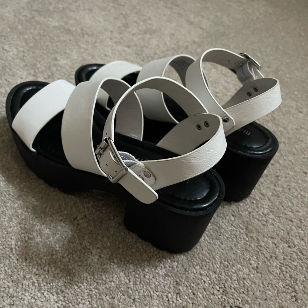 Black & white wedges/heels